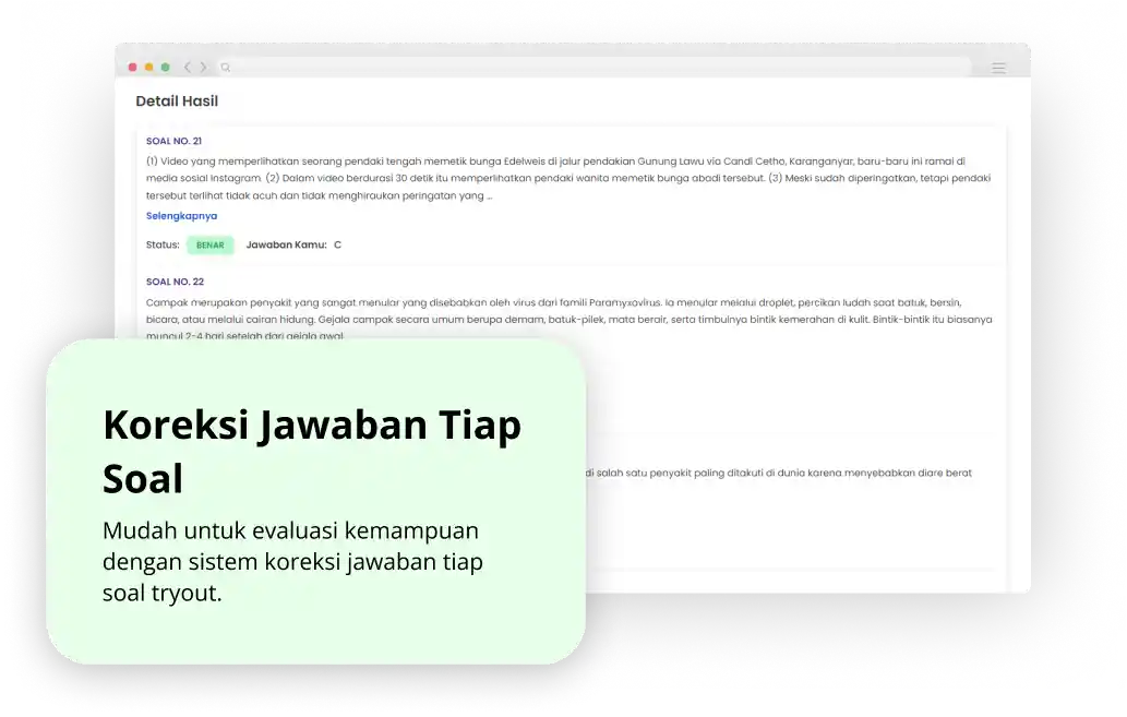 ⁠Koreksi Jawaban Tiap Soal